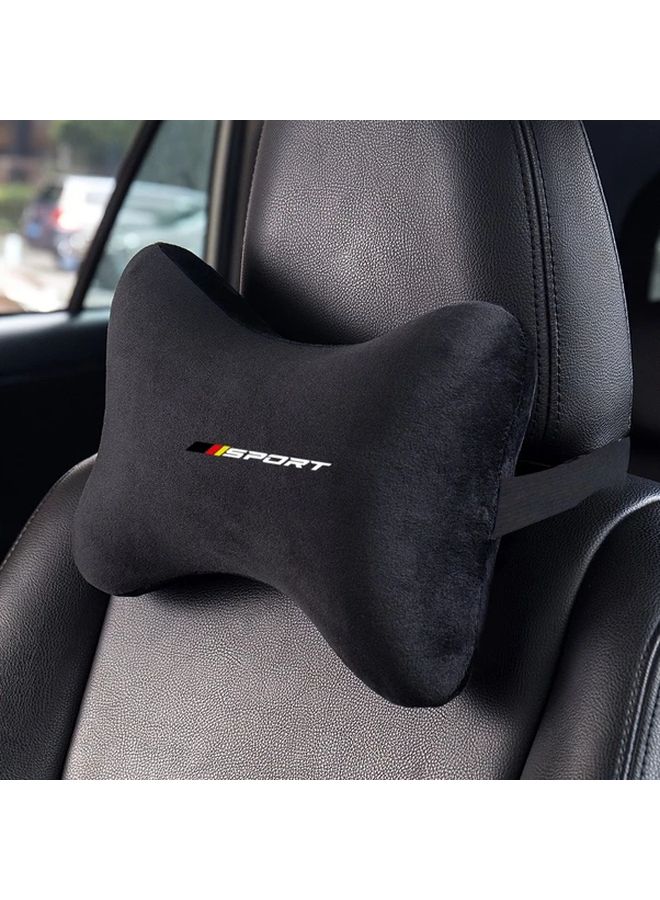 Universal Black Car Headrest Seat Soft Plush Head Neck Support Breathable Comfort For Most Models - Image 1
